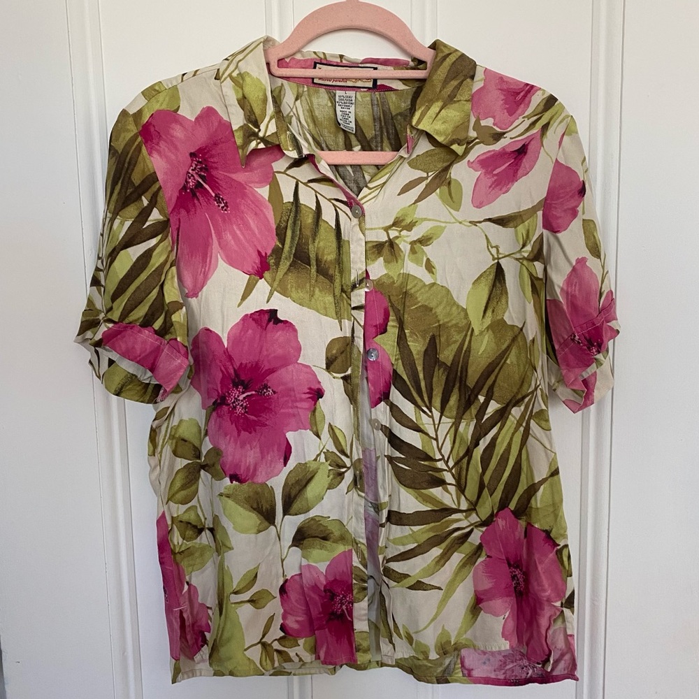 pink Hawaiian shirt